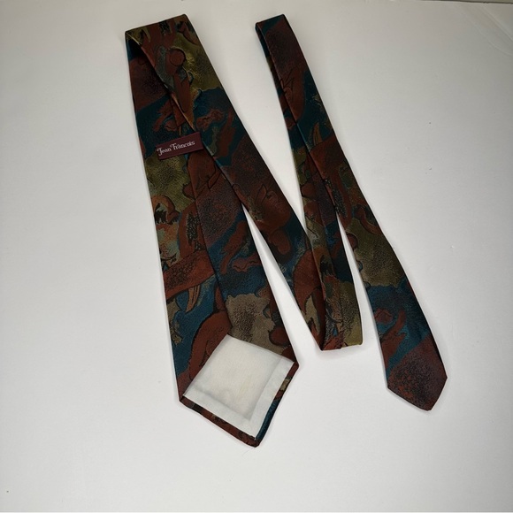 Jean Francois Men’s Abstract Brown Blue Neck Tie - Picture 4 of 5